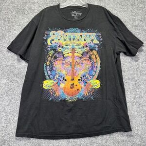 Santana Graphic T-Shirt Men XL Black Psychedelic Guitar Rock Band Tee